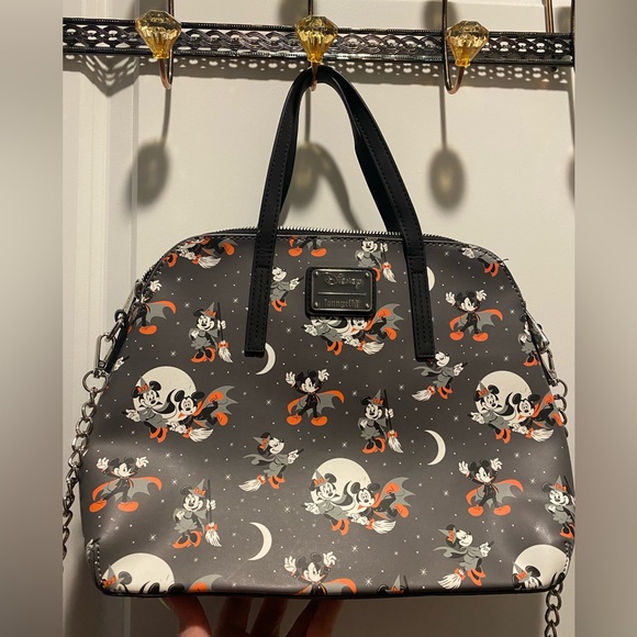Loungefly Disney Mickey and Minnie All Over Halloween Crossbody Handbag - EUC - Picture 12 of 12